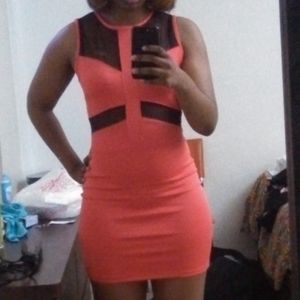 Coral Mesh Bodycon Dress